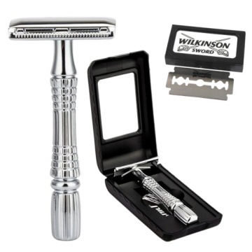 Традиционная классическая бритва для бритья с зеркальными лезвиями Wilkinson