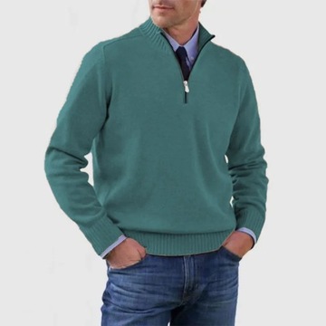 New Fall Long-sleeved V-neck Fleece Zip Men's Casu