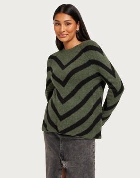 ONLY ZIELONY SWETER OVERSIZE ZIGZAG 6RN NG5__XS