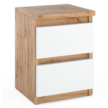 SZAFKA NOCNA DĄB WOTAN BIAŁY 30 CM 2 SZUFLADY STOLIK RTV DO SYPIALNI LOFT