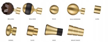 ОДИНАРНЫЙ КАРДИН 220 СМ 19 ММ МАТОВАЯ ЛАТУНЬ ПРЕМИУМ ПРЕМИУМ ВЫБОР КОНЦОВ RENA