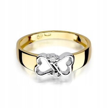 Złoty pierścionek zaręczynowy z CYRKONIA pr333 r11
