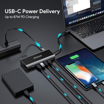 Koncentrator 15 w 1, wieloportowy adapter Dongle USB C