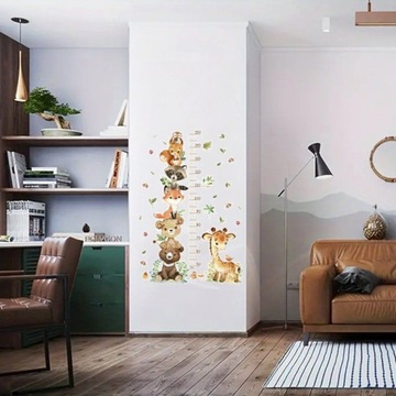Miarka wzrostu naklejka na ścianę - zwierzątka
