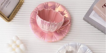 Чашка и блюдце из жемчужной ракушки 240 мл 3341