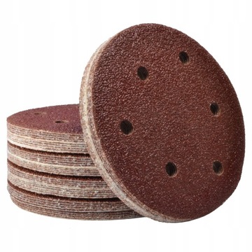 50 SZTUK ! PAPIER ŚCIERNY KRĄŻEK KRĄŻKI NA RZEP Z OTWORAMI 125mm P60 BLACK