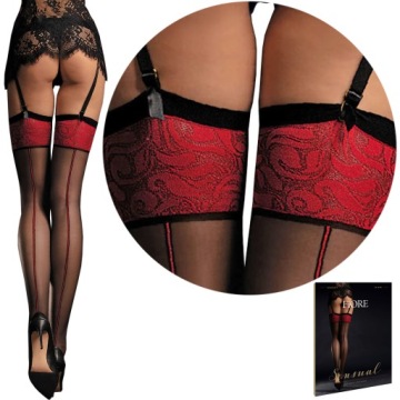 Fiore pończochy Scarlett 20 den szew black/red 3-M
