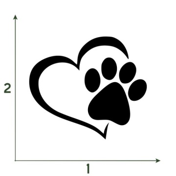 Автомобильная наклейка PAW IN HEART Paw Paws 12x10 см для собак - видимая