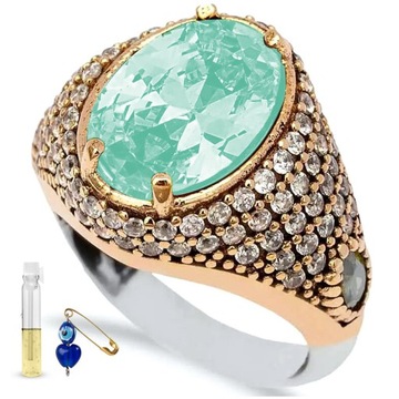 SREBRNY PIERŚCIONEK HAND MADE Z TURMALINEM PARAIBA