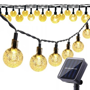 GIRLANDA SOLARNA OGRODOWA KULKI LAMPKI 50LED 9.5M