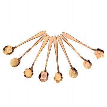 Flower Shape Spoon Set, Stainless Gold