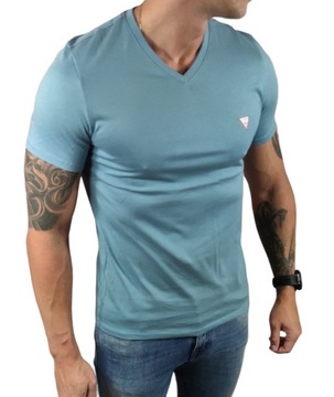 T-shirt błękitny v-neck Guess M2YI32 J1314 G7CZ BLUE SLIM FIT - XXL