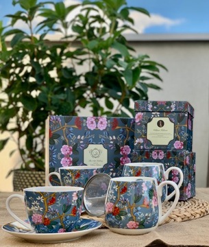 Чашки и блюдца 280 мл, набор 2 шт., СИНИЙ