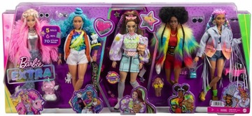 BARBIE EXTRA MODNA LALKA ZESTAW 5-PAK LALEK HGB61
