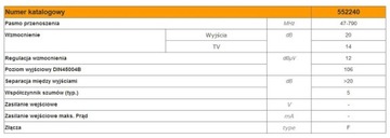 Усилитель DVB-T TELEVES 1/3 20дБ 552240