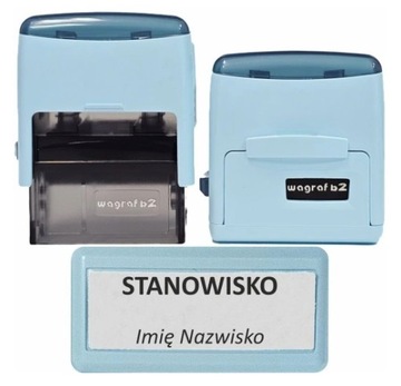 Pieczątka Wagraf B2s Błękitna obudowa 38x14mm do 4 linii + Projekt + Gumka