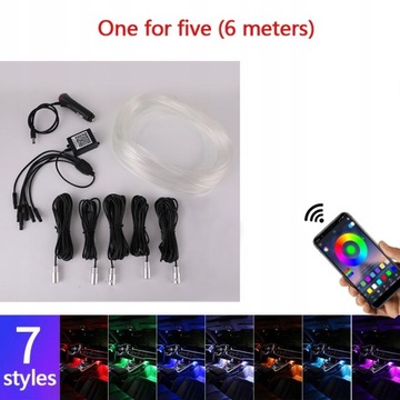 Car EL Neon Strip 6M Sound Control Light RGB LED