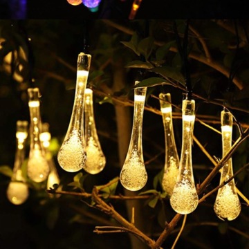 СОЛНЕЧНАЯ САДОВАЯ ГИРЛЯНДИЯ 40 СВЕТОДИОДНЫХ ЛАМП КАПЛИ РОСЫ ШАРИКИ ЛАМПОЧКИ
