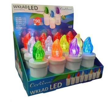 WKŁAD DO ZNICZY 12SZT LED ELEKTRYCZNY KOLOROWE