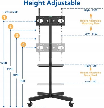 STOJAK POD TELEWIZOR 23-60 CALI 40KG VESA KÓŁKA
