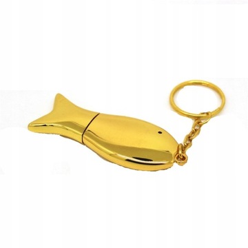 metalowy pendrive ryba rybka - 64 gb, Złota