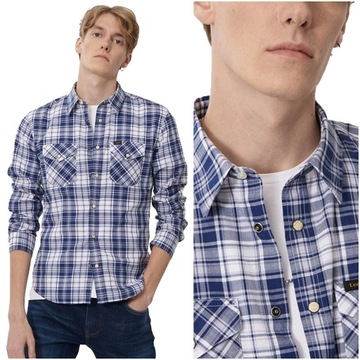 LEE CLEAN WESTERN SHIRT MĘSKA KOSZULA MATERIAŁOWA MATERIAŁ DŁUGI RĘKAW M