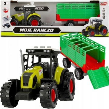 TRAKTOR Z AKCESORIAMI PRZYCZEPA BYDŁO MOJE RANCZO