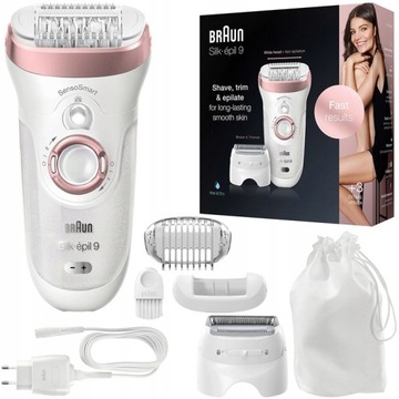 BRAUN SILK-EPIL 9-720 WET&DRY DEPILATOR DAMSKI PĘSETY + NASADKA DO MASAŻU