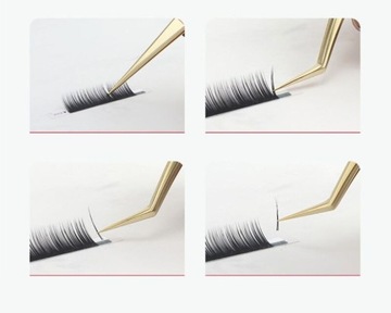 PĘSETA zakrzywiona złota DO stylizacji przedłużania RZĘS kępek ozdób