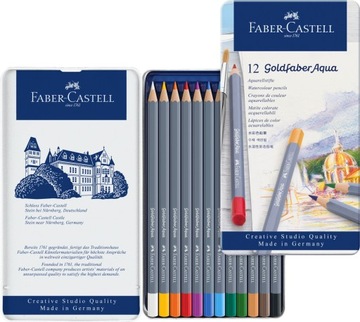 KREDKI AKWARELOWE GOLDFABER AQUA 12 KOLORÓW FABER-CASTELL