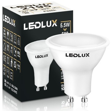 Светодиодная лампа GU10 5,5Вт = 50Вт SMD 6000К холодная Premium LEDLUX не мигает