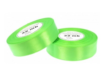 Taśma wstążka satynowa 32mx25mm neon zielony 8073