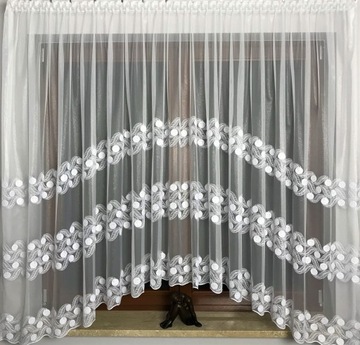 FIRANA GOTOWA HAFTOWANA BIAŁA 160x400 3383