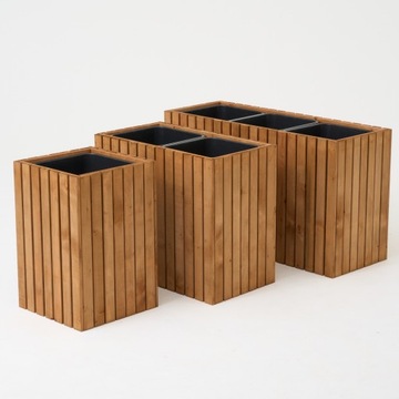 Большой высокий садовый горшок с пластиковой вставкой 3x18L Терраса садовый балкон