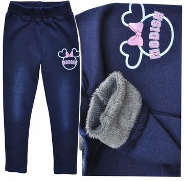 MODISH spodnie a'la JEANS ocieplane misiem(134 140 146 152 158 164) 122/128