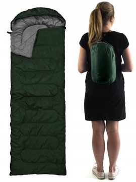 ТЕПЛЫЙ ТУРИСТИЧЕСКИЙ СПАЛЬНЫЙ МЕШОК 2в1 МУМИЯ ОДЕГАЮЩИЙ КАПЮШОН