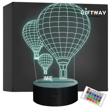 Lampka Nocna LED Lot Balonem Balony Z Imieniem Grawer na Prezent