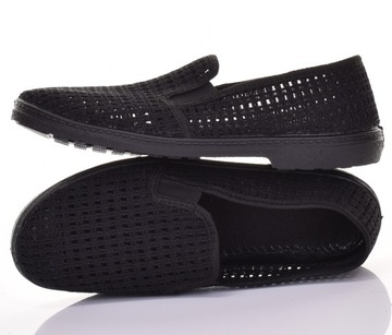 LEKKIE BUTY MĘSKIE SIATKI TENISÓWKI WSUWANE CZARNE MIĘKKIE