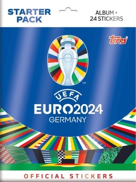 ALBUM + 24 NAKLEJKI UEFA EURO 2024 ZESTAW STARTOWY TOPPS STARTER PACK