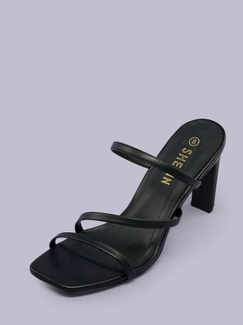 SHEIN CZARNE ELEGANCKIE KLAPKI NA OBCASIE Z EKOSKÓRY 36 kaylee02-blk
