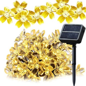 GIRLANDA SOLARNA OGRODOWA NA BALKON TARAS LAMPKI KWIATKI PROGRAMATOR 20 LED