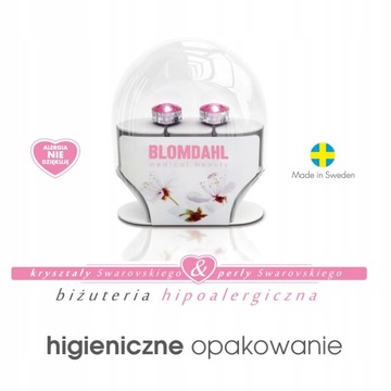 BLOMDAHL WISZĄCE KOLCZYKI HIPOALERGICZNE PENDANT BEZEL CRYSTAL 8 mm