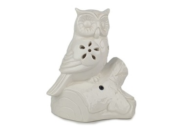 biała SOWA PTAK PTASZEK śpiewający dekoracja z porcelany 12 cm