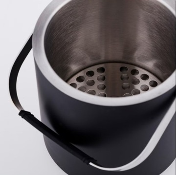 WIADERKO DO LODU ZE SZCZYPCAMI CZARNY MAT POJEMNIK NA LÓD TERMICZNY 1,3 l