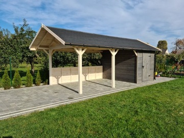 ДЕРЕВЯННЫЙ АВТОМОБИЛЬНЫЙ ГАРАЖ С ДОМОМ БОЛЬШОЙ 18м2