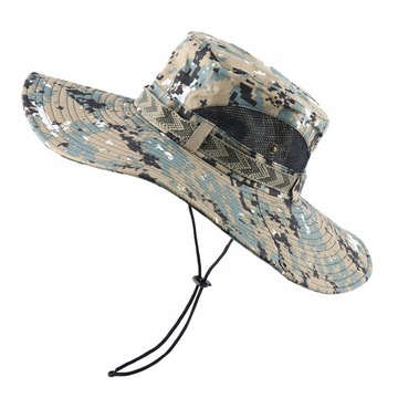 Kapelusz z szerokim rondem Letni kapelusz typu Bucket z oddychającą siatką w kolorze niebieskim