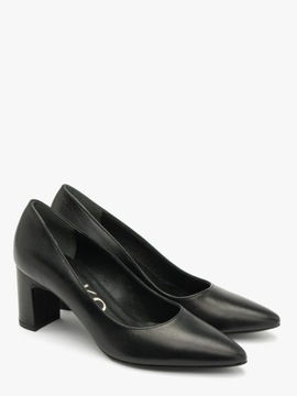 Czółenka skórzane damskie czarne licowe RYŁKO buty na co dzień klasyczne