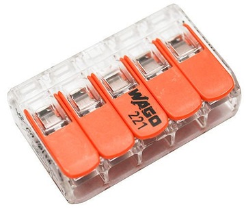 1x SZYBKOZŁĄCZKA WAGO Z DŹWIGNIAMI 5x0,2-4 mm2