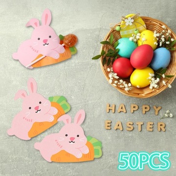 50 открыток с кроликом Лолли, пасхальные открытки с сообщениями, очаровательные сладкие бумажные открытки для обмена открыток