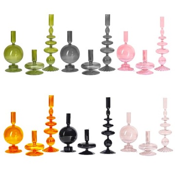 ГЛАМУРНЫЙ НАБОР ПОДСВЕЧНИКОВ СТЕКЛЯННЫЕ ПОДСВЕЧНИКИ ДЛЯ СТОЛА Светло-серый 3ШТ.